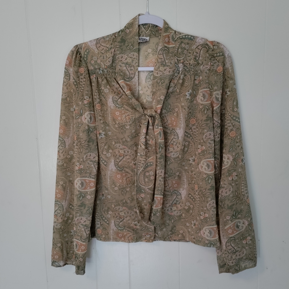Vintage 70s sheer flowy blouse with bell sleeve boho festival Hippie top shirt